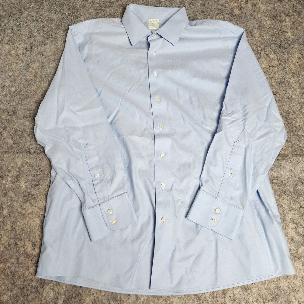 Brooks Brothers Slim Fit Dress Shirt Men 17 34 Blue Supima Cotton Main Store